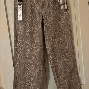 love, Fire Snake Print Jeans - Brown and Cream